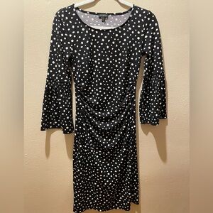 Talbots Black and White Polka Dot Bell Sleeve Dress